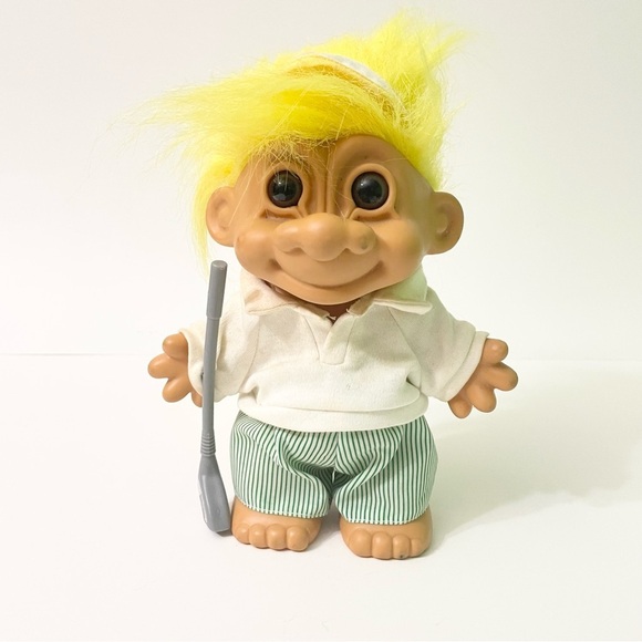 Vintage Russ Trolls Golf Pro Troll dressed with Golf Club Outfit Visor - Picture 1 of 16